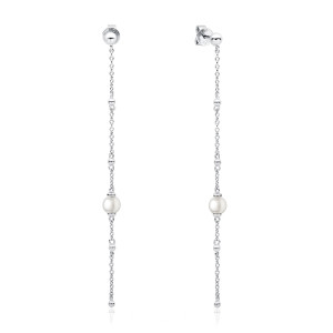 Cercei lungi cu lantisor de argint cu perle naturale albe DiAmanti SK22235E_W-G (Argint 925‰ 2 g.)